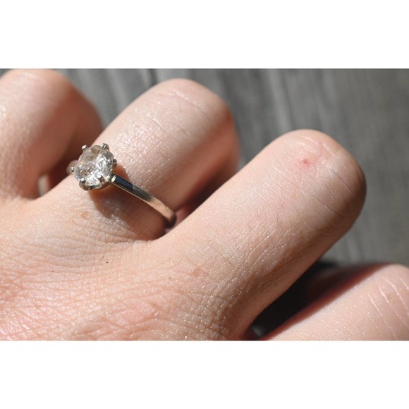 Rough Diamond Engagement Ring Wedding Classic Contemporary Quartz Sterli… - Picture 2 of 3